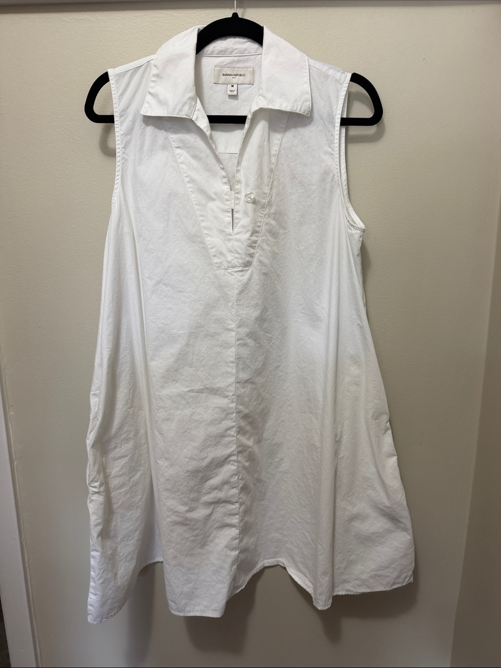 Banana Republic White Sleeveless Collared A-Line Dress - Picture 2 of 14
